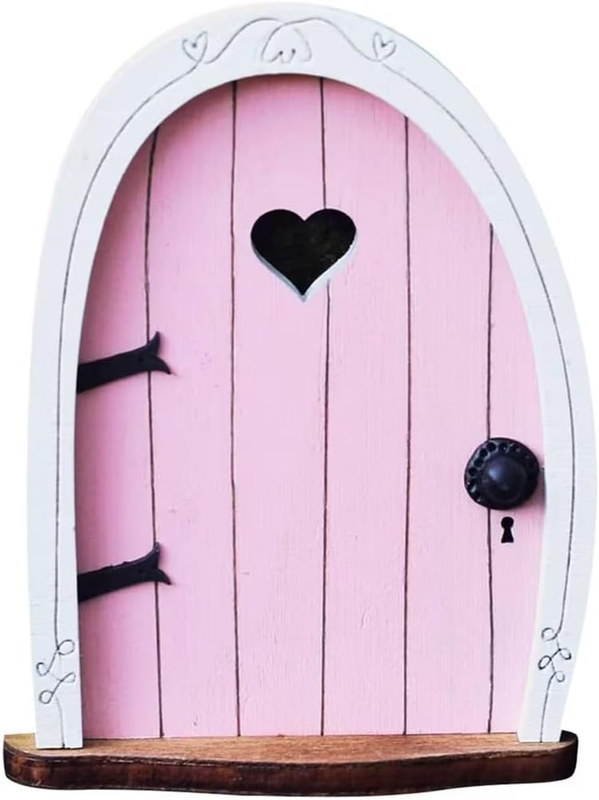 Pink Streak Mini Fairy Garden Door for Tree, 3D Miniature Fairy Door for Fairyta