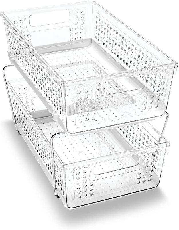 29091 Large 2-Tier Organizer without Dividers- Clear | Bath Collection | Slide-O