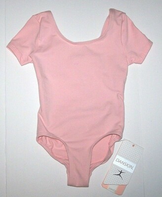 Danskin Leotard Bodysuit Short Slv Cotton Blend Petal Pink New Child Girl