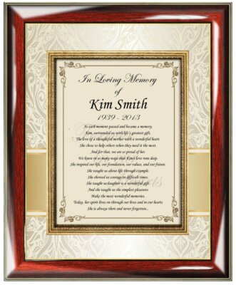 Memorial Sympathy Poetry Frame