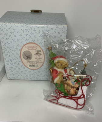 Cherished Teddies 118390 ''Santa Sleigh Is On Its Way'' Limited Edition With Box