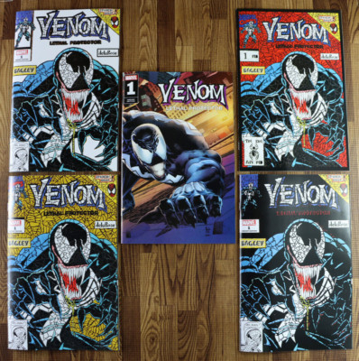 Venom Lethal Protector II #1 Shattered Gold Black White Error Red & 1:25 Variant