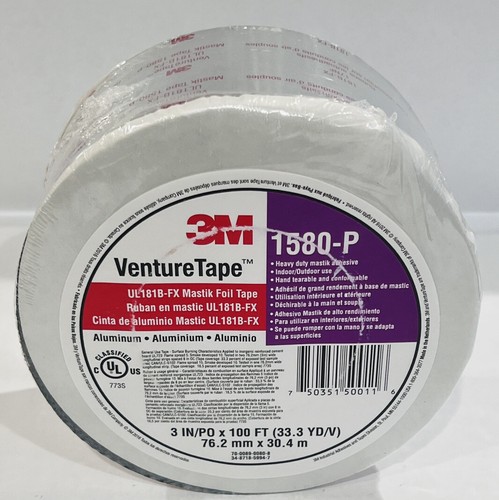 VentureTape Mastic Aluminum Foil Tape 3" IN x 100 FT / 2.0mil 3M - 1580-P HVAC