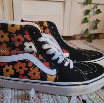 Vans Sk8-Hi Flower Black Multi Size US 9 Women Skate Sneakers