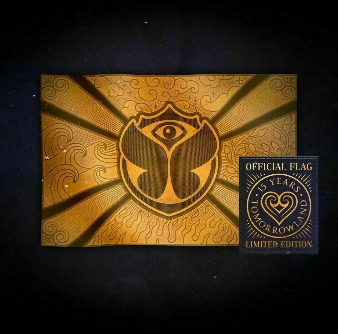 NEW* Tomorrowland Limited Edition Golden 15 Years Flag 150cm