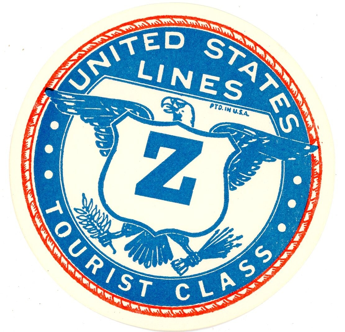 Ship Luggage States United Vtg Label Lines Cruise Travel Tourist Class Z