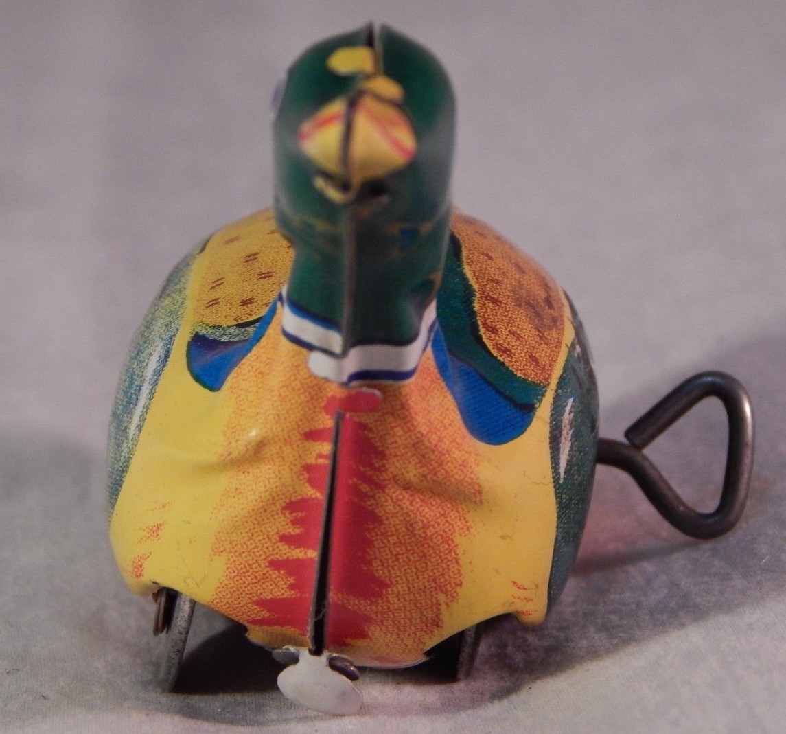 Vintage Tin Litho Mechanical Wind Up Waddle Duck Working Inakita Japan