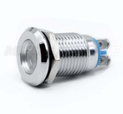12mm White 12V LED Metal Indicator Light Waterproof Screw Terminal USA SELLER!
