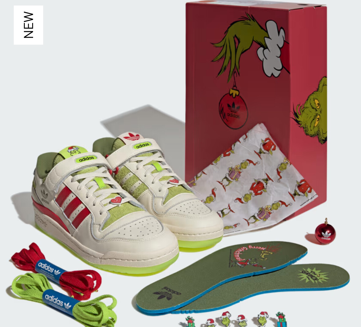 新品 adidas×Grinch FORUM LOW フォーラム グリンチ NEW adidas Forum Low The Grinch 'Cream White/Slim' Men Sizes