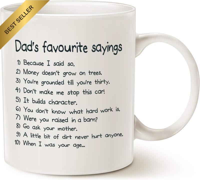 Funny Dads Favourite Sayings Coffee Mug Christmas, Funny Dadisms Written in a To