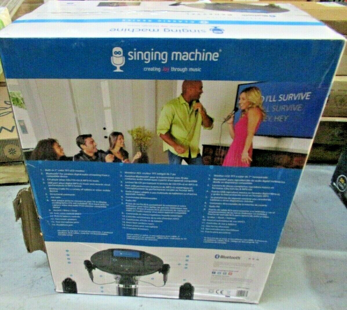 Karaoke Singing Machine System Pedestal Bluetooth Lcd Resting Tablet 2 Mic Black