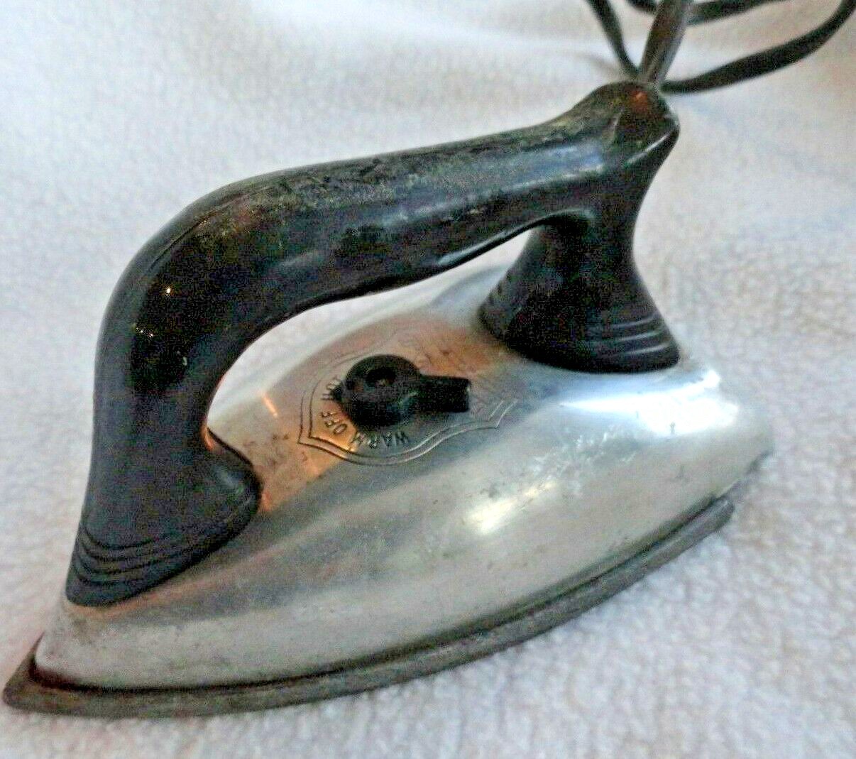 Vintage DOLLY DELL Toy Electric Metal Iron with Plastic Handle - WORKS - HEATS