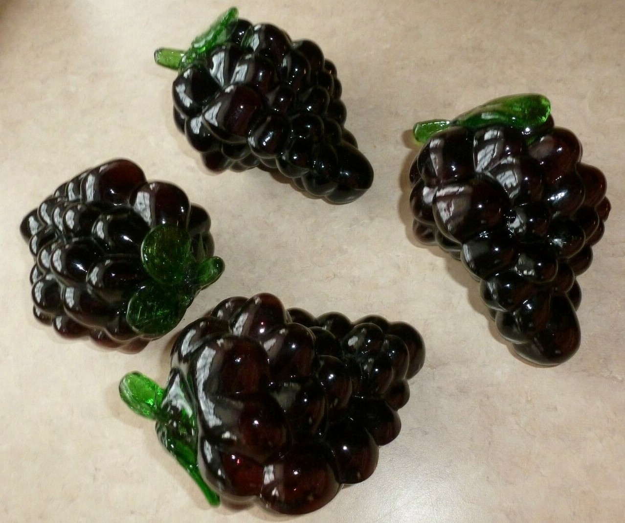 4 Molded Glass Grape Clusters