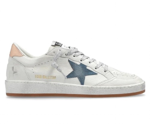 Golden Goose Ball Star Sneakers White Blue Copper Silver NIB