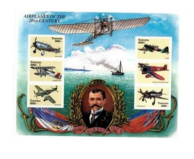 Tanzania 1998 - Airplanes of the 20th Century - Juillet Bleriot Sheet of 6 - MNH