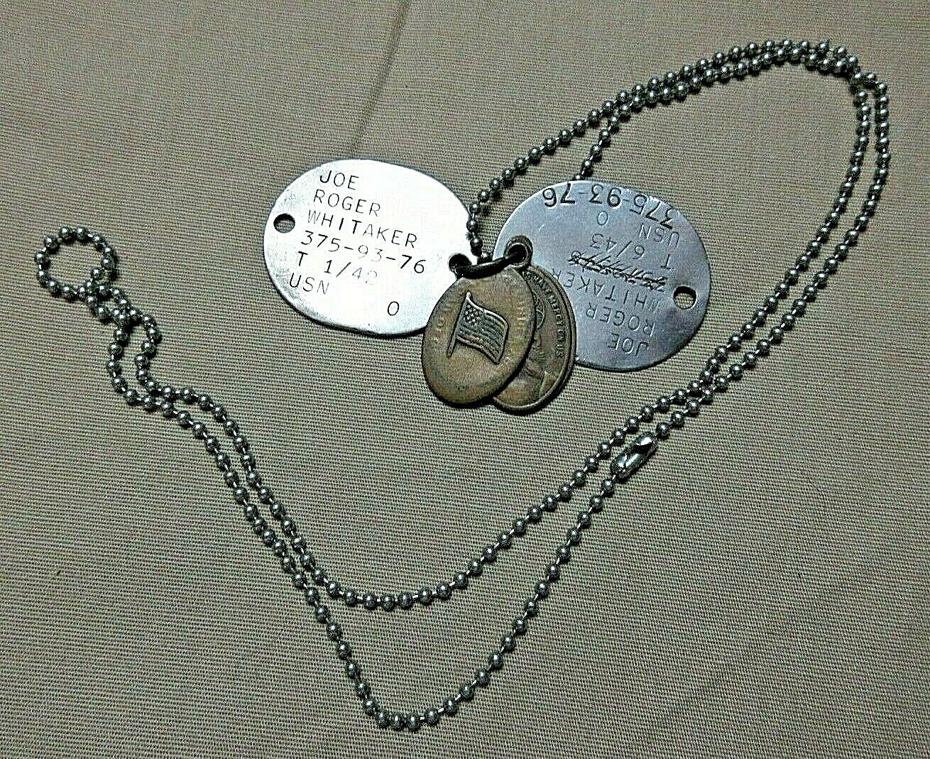 アクセサリー CUSTUM U.S. Vintage Dog Tag Bracelet US Vintage Dog Tag Pair Nameplate US Army Military Necklace