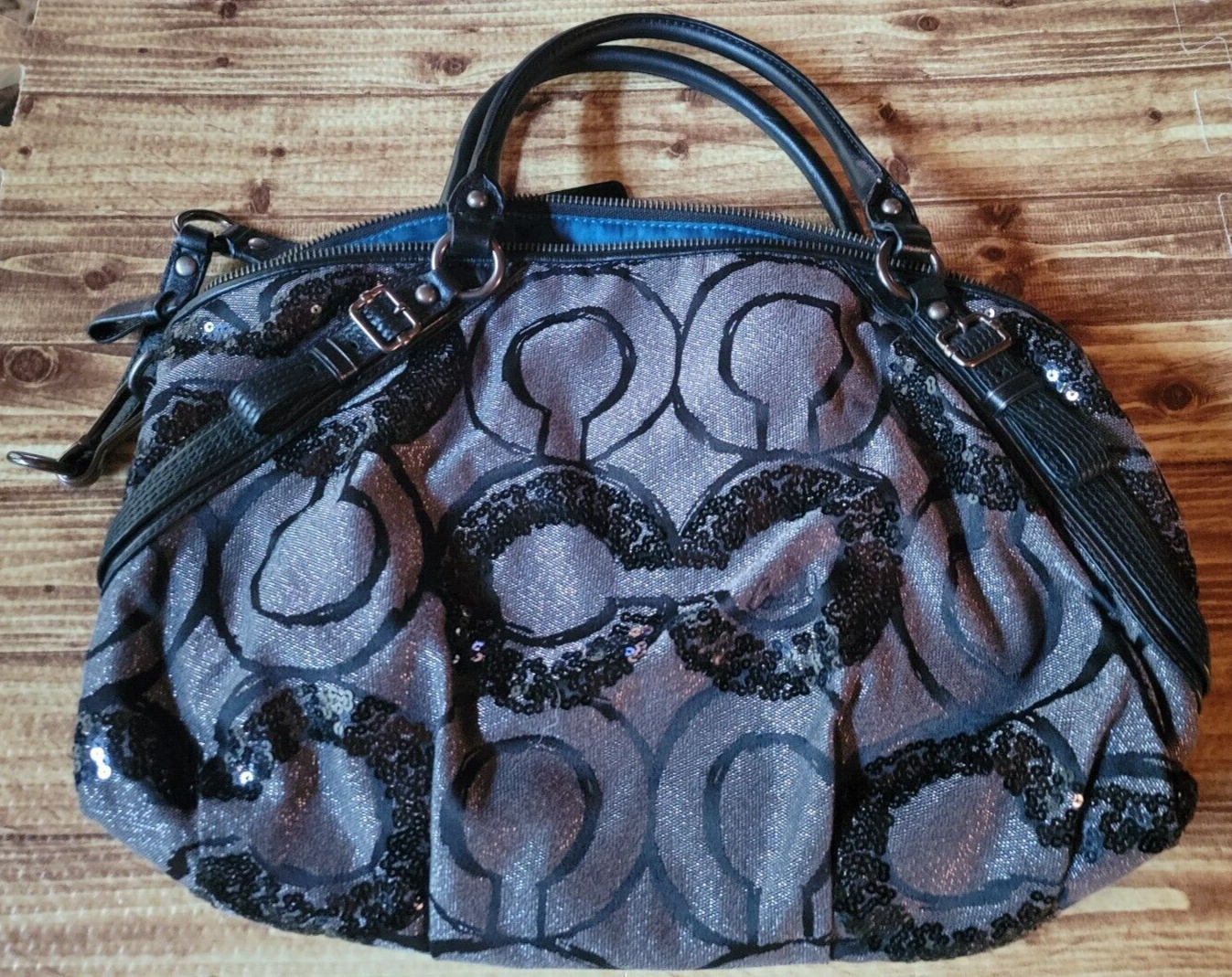 Vintage Sparkle Coach Purse in Black and Gray [J1082-15940