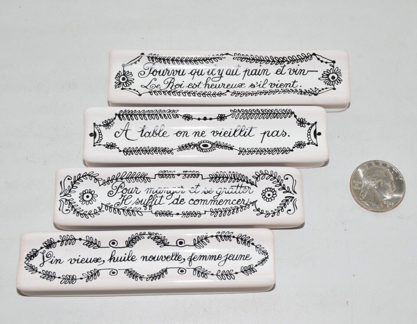 Estello 4x Utensil Holder Rest w/ Food Quotes - Made in France