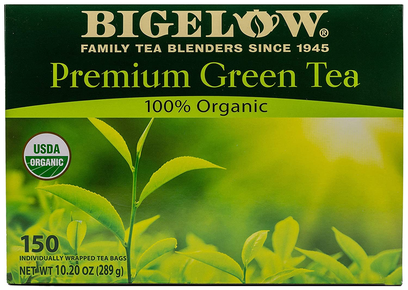 Bigelow Premium 100-Percent Organic Green Tea 150-Count Box, Individually Wrappe