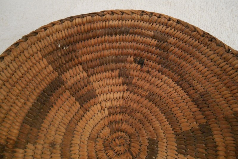 OLD ANTIQUE NATIVE AMERICAN APACHE? INDIAN COILED BASKET BOWL 8” (Early 1900’s)