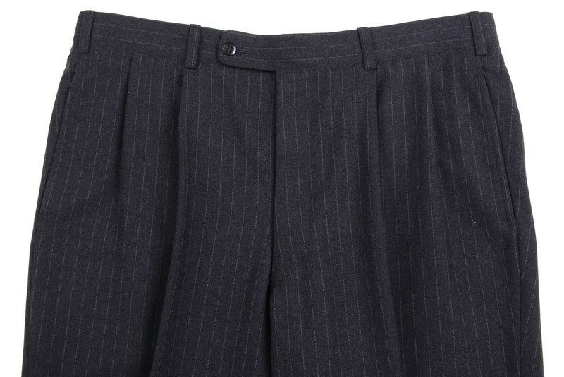 BESPOKE WW Chan & Sons Gray Pinstripe FLANNEL Wool 2pc Suit Jacket Pants 42 L