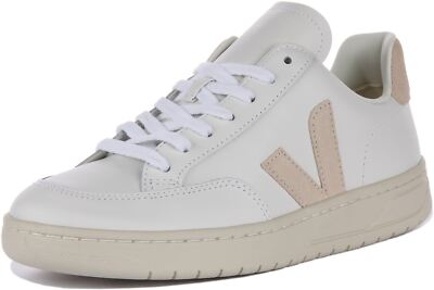 Pre-owned Veja V-12 Leather Sable Suede Lightweight Womens Sneakers White Beige Us 5 - 11