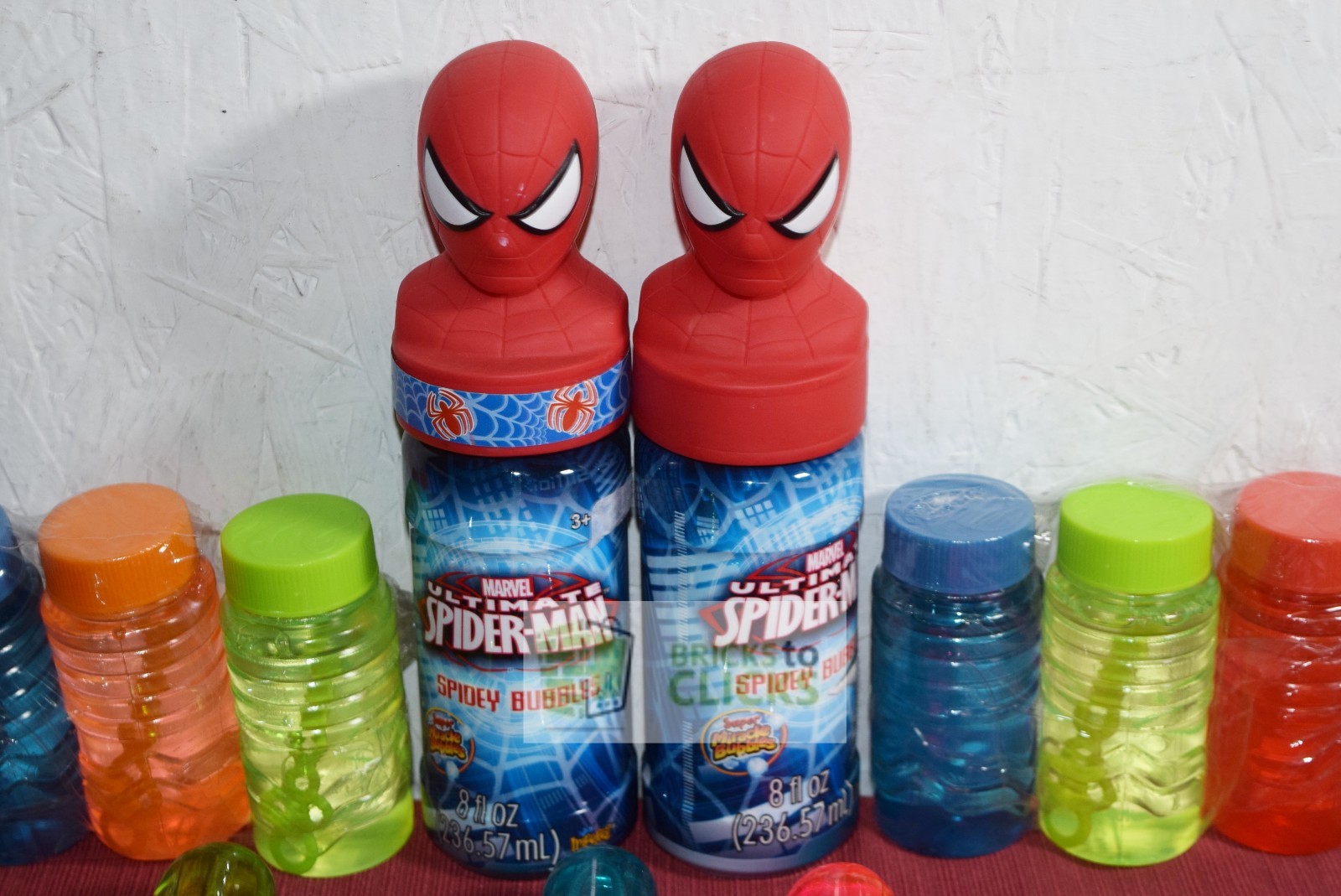 Marvel Spiderman 8oz Bubbles, Bubble Wands & Bubble Mini Wands Lot X9