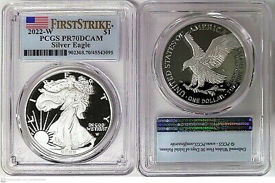 2022 W SILVER AMERICAN EAGLE PROOF $1 PCGS PR70DCAM FIRSTSTRIKE FLAG M5