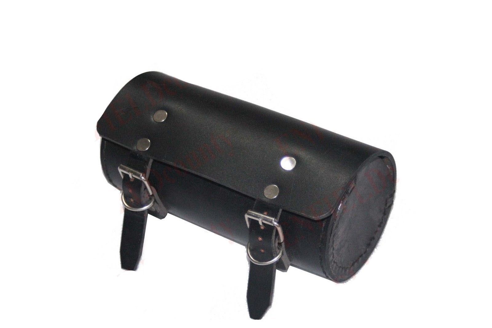 Black Leather Tool Bag Roll With Fitting For Norton BSA Triumph Ariel