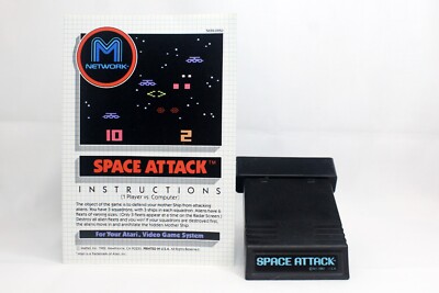 Space Attack (Atari 2600, 1982) by M Network Game Cartridge and Manual - TESTED