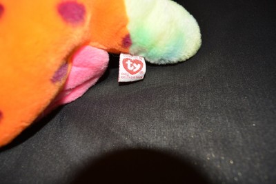 TY Original Lips Tie Dye Multi Colored Beanie Buddie Stuffed Animal 13in Vtg 90s