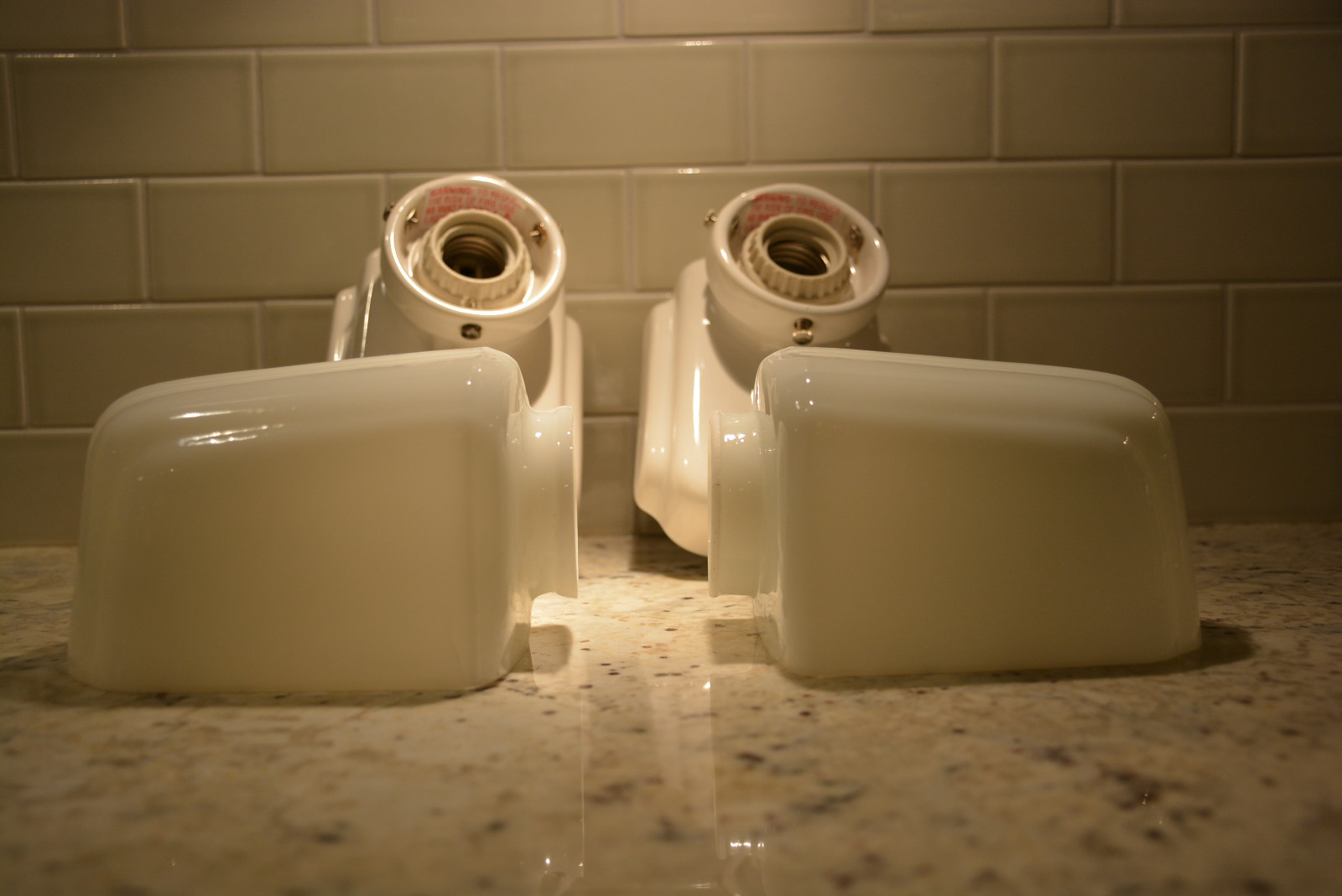 Rejuvenation Hardware Light Fixtures Sconces Bathroom White Porcelain Pair