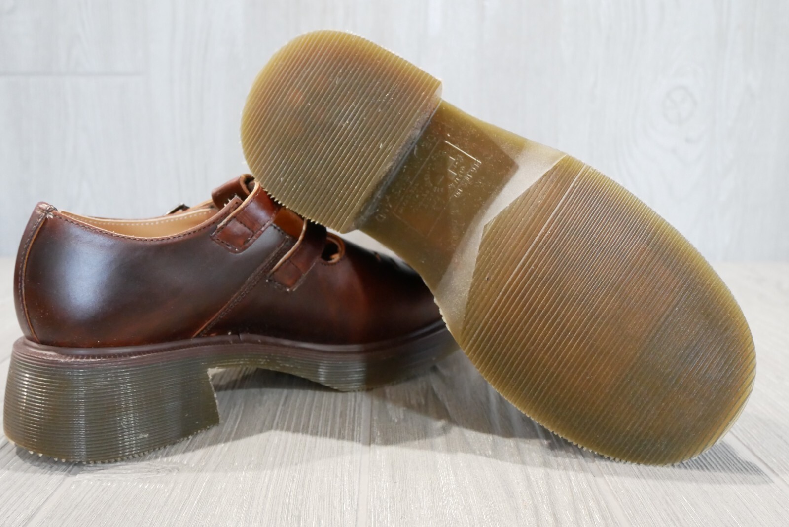 Pre-owned Dr. Martens Vintage Dr Martens Made In England Analine Twin Strap Sandals 90's Sz 7 Uk 5 Oss In Brown