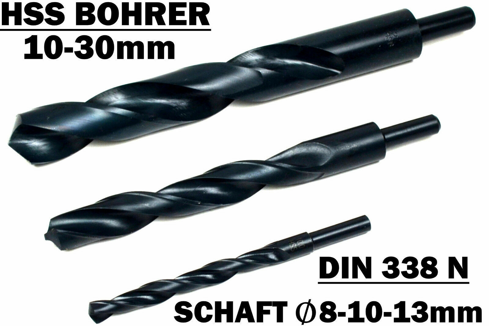 HSS Bohrer Spiralbohrer 10-30mm Metallbohrer Stahlbohrer mit reduziertem Schaft