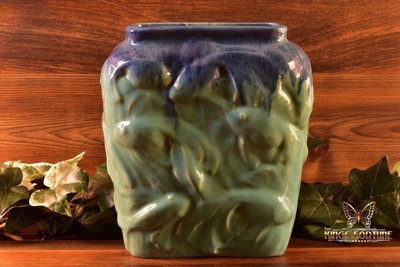 Muncie Pottery 1929 Blue Over Green Goldfish Vase #189-9 Haley Design