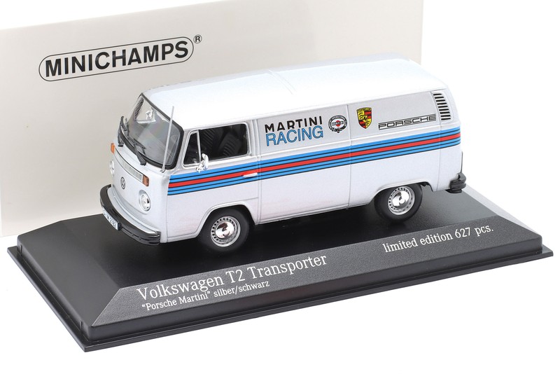 Volkswagen Vw T2 Transporter Porsche Renndienst Martini Design 1:43 Minichamps
