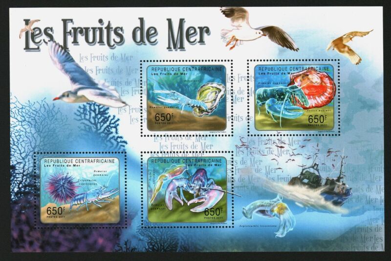 Central Africa 2011 Stamps Sheet Seafood Sea Fruit MNH #E14055