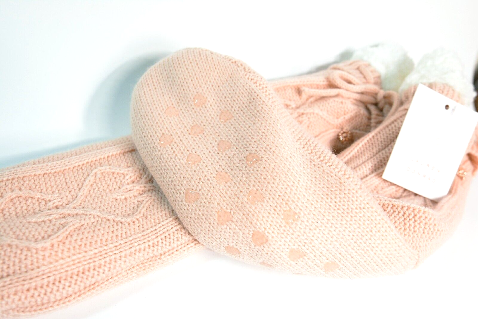Lauren Conrad Pink Rose Super Soft Non-Slip Slipper Socks Women's 9-11 New