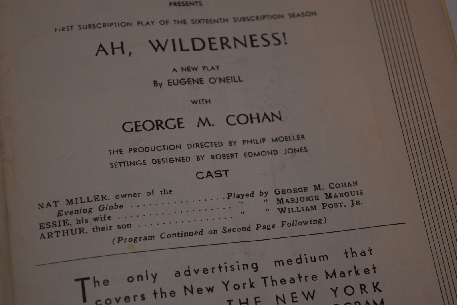 Vintage 1934 Theatre Playbill - 
