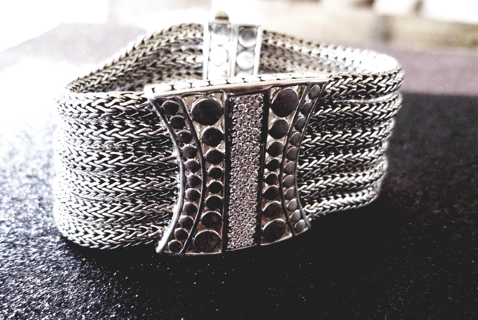 Retired John Hardy 6 Strand 18kt and .925 Diamond Bracelet STUNNING Piece!