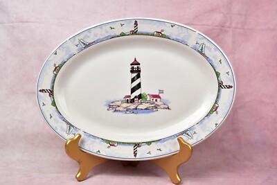 Coastal Lighthouse OVAL SERVING PLATTER (Length: 14 1/4 in)