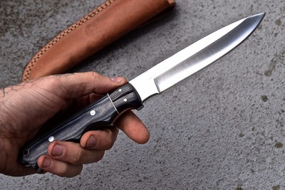 cfk custom handmade d2 bushcraft hunter bison horn-micarta