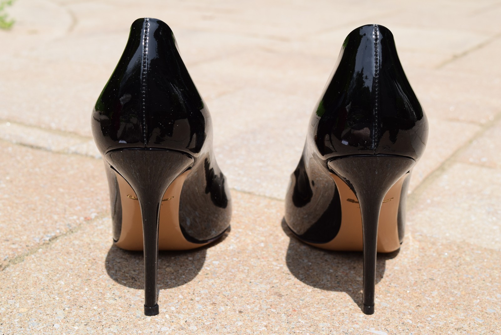 Pre-owned Ferragamo Salvatore  Susi Pump Classic Patent Leather Black Sz 10 Nero