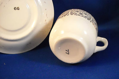 VINTAGE DEMI WHITE CUP & SAUCER W/WIDE GOLD DECORATIVE  BAND ON BOTH    NO MAKER