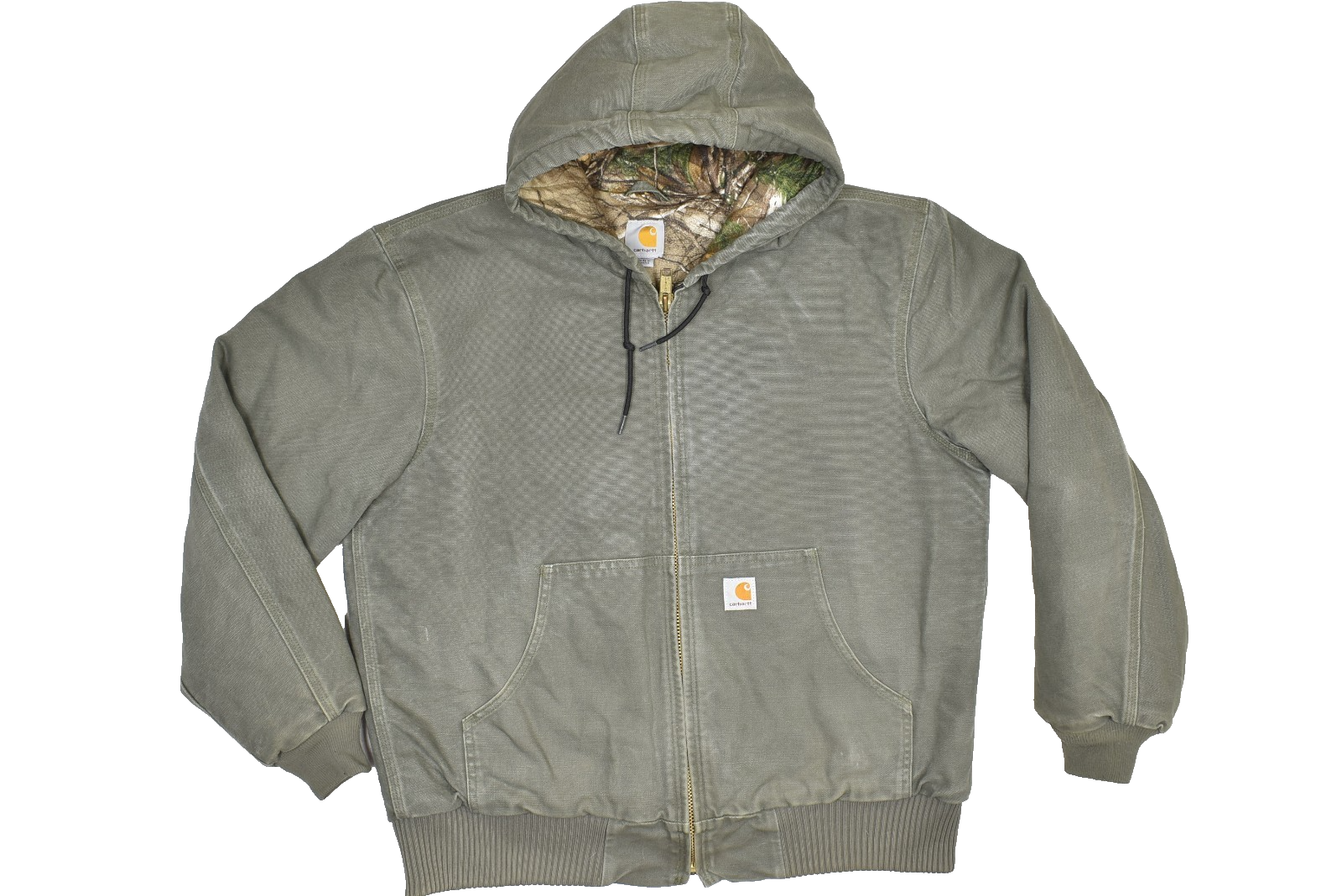 Vintage Carhartt Hooded Work Jacket Green Regular Size L