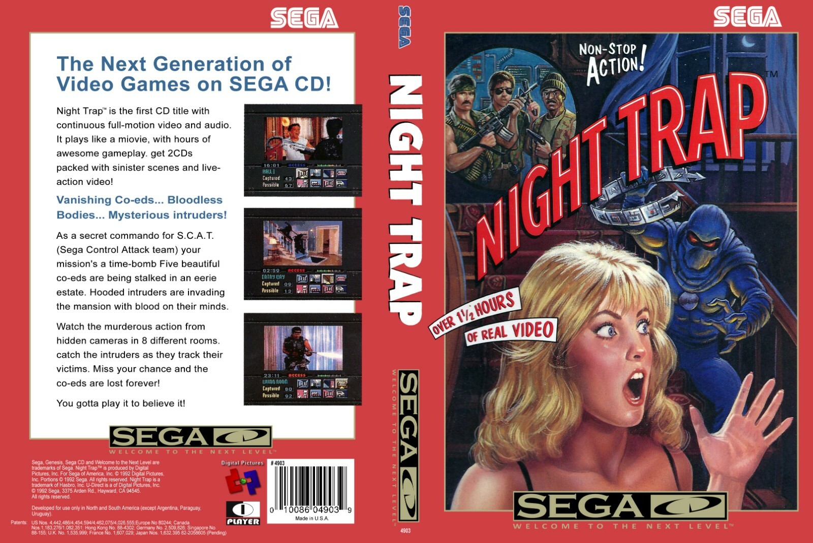 Night Trap NTSC CD Spare Game Case + Box Art Work Cover Only Night Trap NTSC CD Spare Game Case + Box Art Work Cover Only