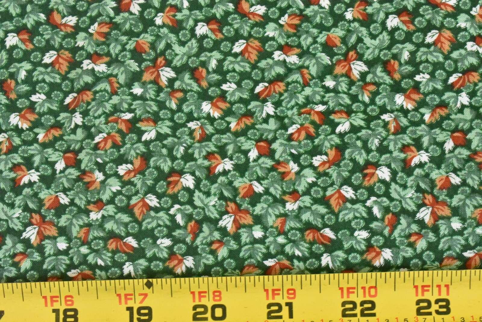 By 1/2 Yd, Vintage, Green & Rust Quilt Cotton, Cranston