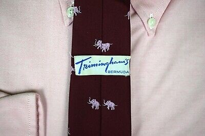 ''Trimingham's Bermuda Pink Elephant w/ Peek-A-Boo Lining Burg Tie''