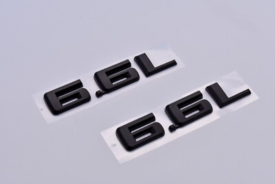 2x 6.6L Matte Black Badge Emblems Hood For 2020-2024 Liter Gas Logo