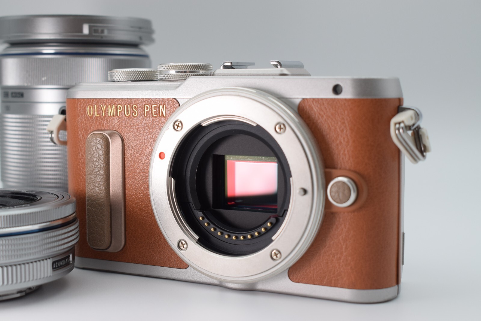 OLYMPUS - 【OLYMPUS】PEN E-PL8 + 14-42mm + 40-150mm Olympus Pen E-PL8 Brown w/14-42mm 40-150mm Lens From Japan